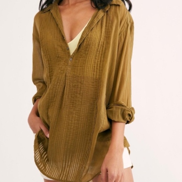 Free People Tops - Free People Blouse Womens XS FP One Waverly Sheer Boho Hippie Long Sleeve Tunic